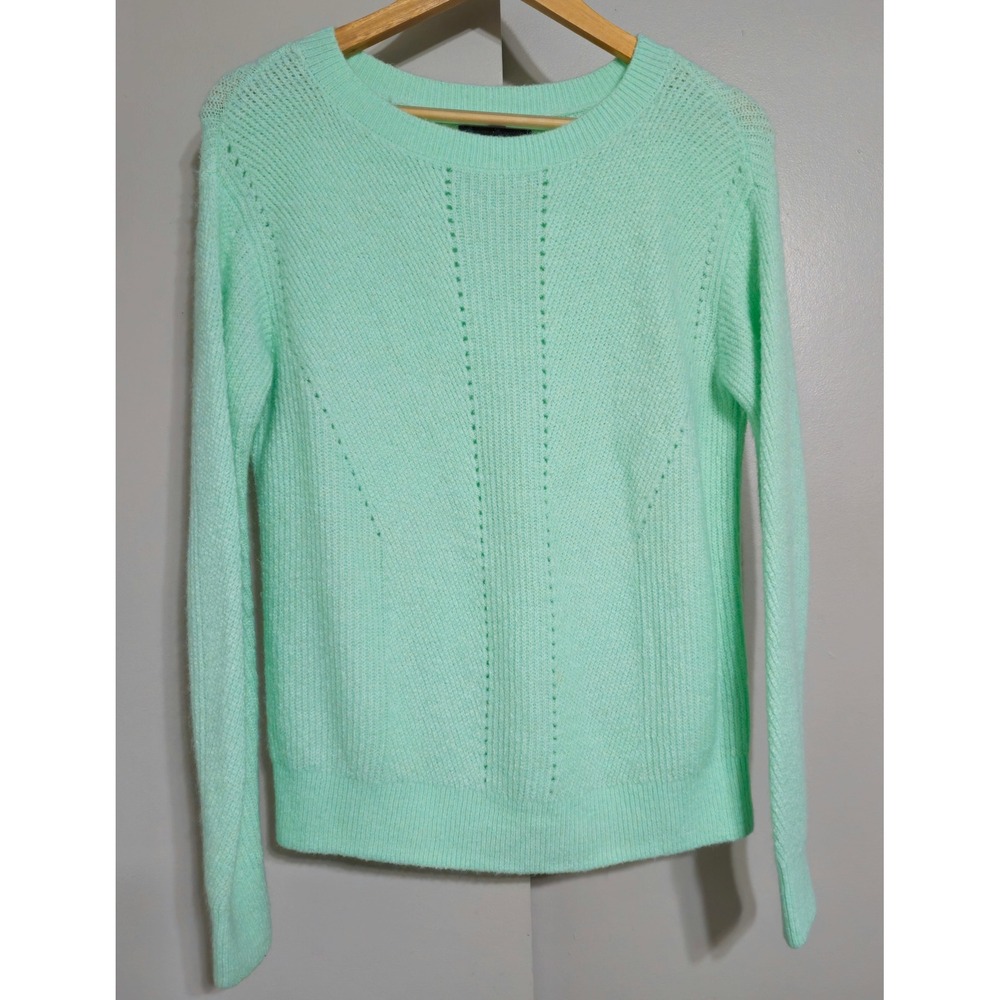 Banana Republic Mint Green Pointelle Knit Crew Neck Pullover Sweater XS